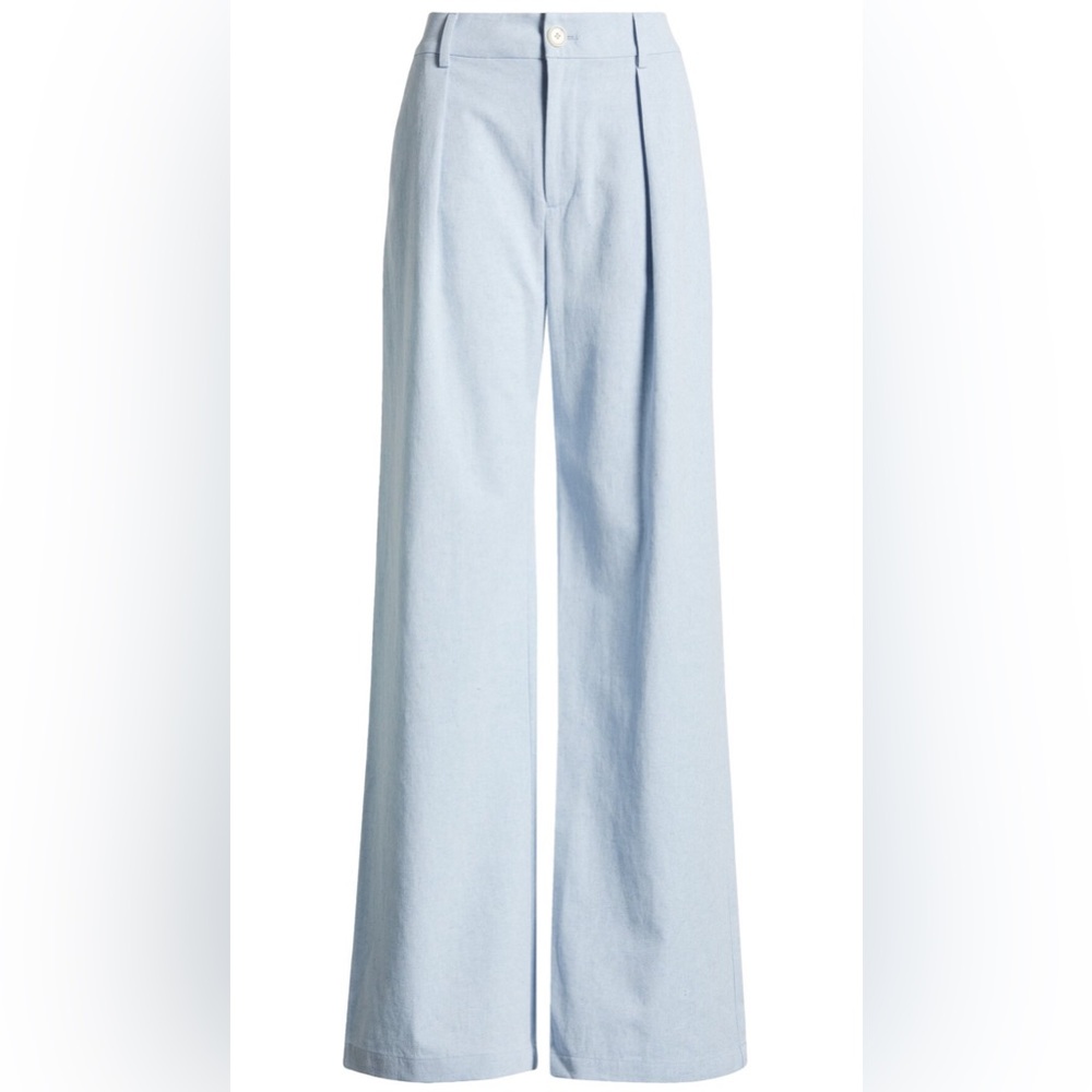 PAIGE Women's Blue Dallas Linen Blend Trouser In Light Chambray